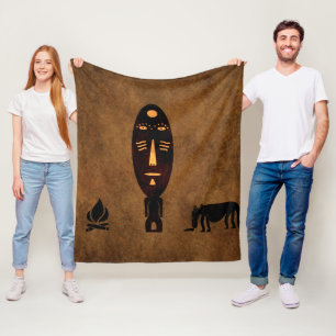 Abstrakte Vintage alte afrikanische Stammes-Szene- Fleecedecke