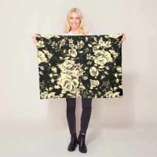 Abstrakte Vintage Blumenglastextur Fleecedecke