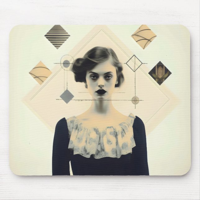 Abstrakte Vintage Girl Mousepad (Vorne)