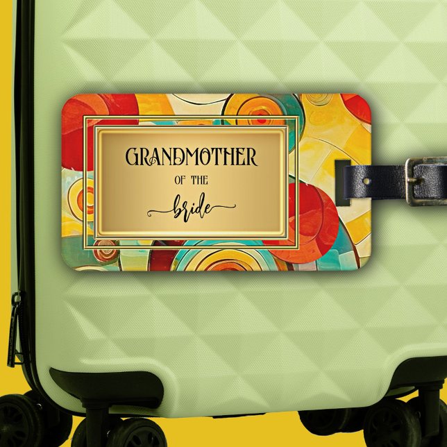 Abstrakte Vintage Kunst Großmutter Gepäckanhänger (Luggage tag featuring a vintage abstract art design in vibrant colors. Nice as a gift for grandma)