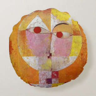 Abstrakte Vintage Kunst ~ Senecio-Kissen Rundes Kissen