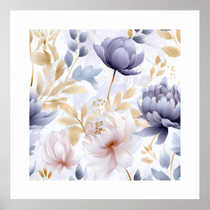 Abstrakte violette Blumen Poster