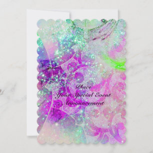 ABSTRAKTE VIOLETTE ROSA TÜRKISBLAUE WELLEN IN FUNK EINLADUNG