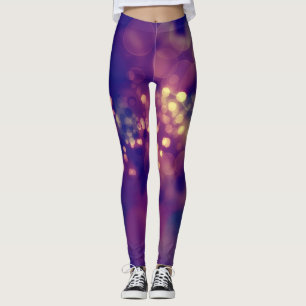 Abstrakte violette und rosa Bokeh gemusterte Leggi Leggings