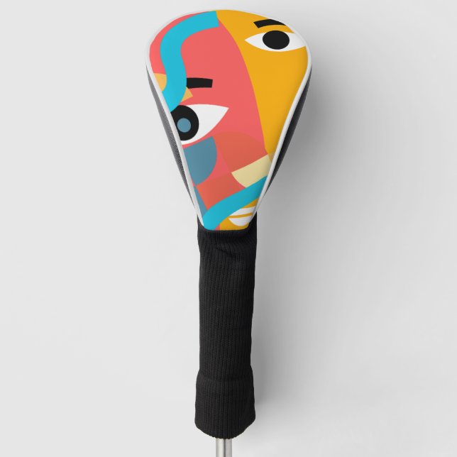 Abstrakte Vivid Face Art Golf Headcover (Vorderseite)