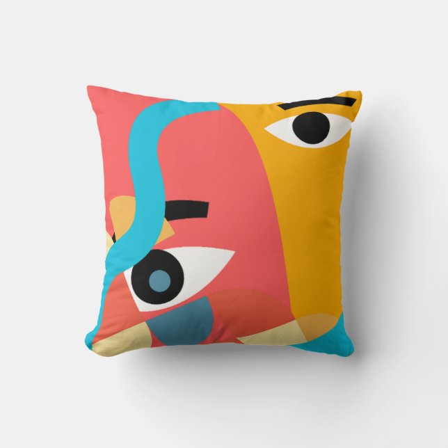 Abstrakte Vivid Face Art Kissen (Vorderseite)