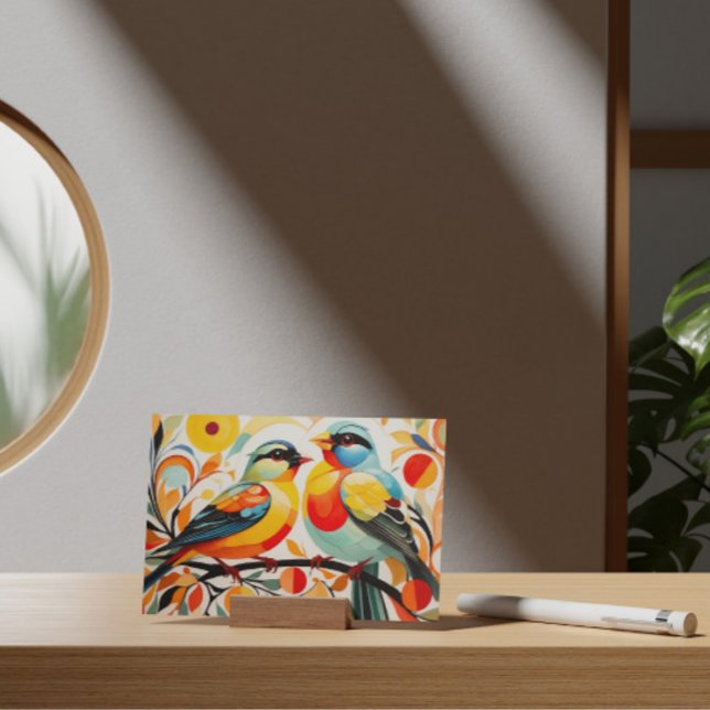 Abstrakte Vögel, die auf einem Zweig Stehend sind Postkarte (Von Creator hochgeladen)