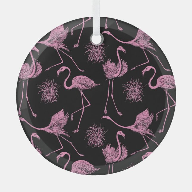 Abstrakte Vögel: einfarbiges Modemuster Ornament Aus Glas (Vorderseite)