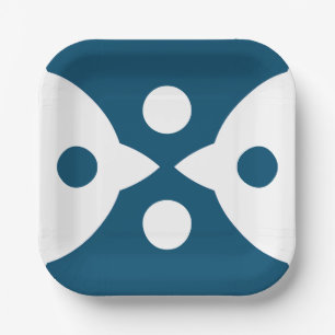 Abstrakte Vögel kühne einfache Design Ozean Blau Pappteller