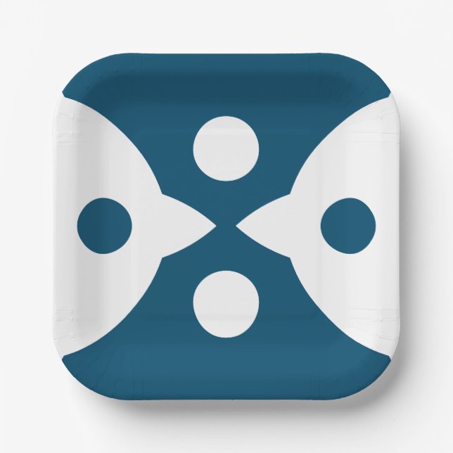 Abstrakte Vögel kühne einfache Design Ozean Blau Pappteller (Vorderseite)