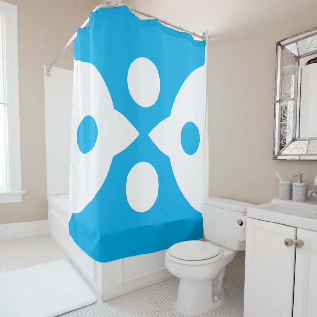 Abstrakte Vögel kühne einfache Design Sky Blue Duschvorhang (Beispiel)