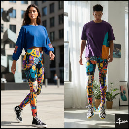 Abstrakte Volkskunst Geometrische Quilt-Mosaik Leggings