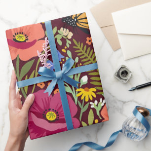 Abstrakte Volkskunst-Mohn-Schmetterlings-Verpackun Geschenkpapier
