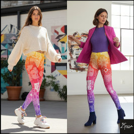 Abstrakte Volksregenkarten-Quilt mit Farbverlauf Leggings