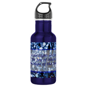 Abstrakte von blauem Licht Text aus rostfreiem Sta Edelstahlflasche