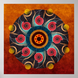 Abstrakte Vordrucke mit Blumenfarbe Poster