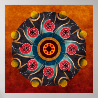 Abstrakte Vordrucke mit Blumenfarbe Poster