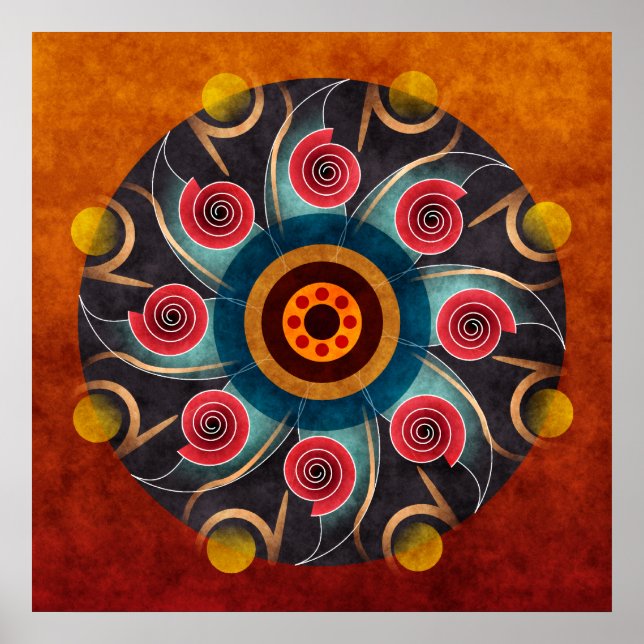 Abstrakte Vordrucke mit Blumenfarbe Poster (Vorne)