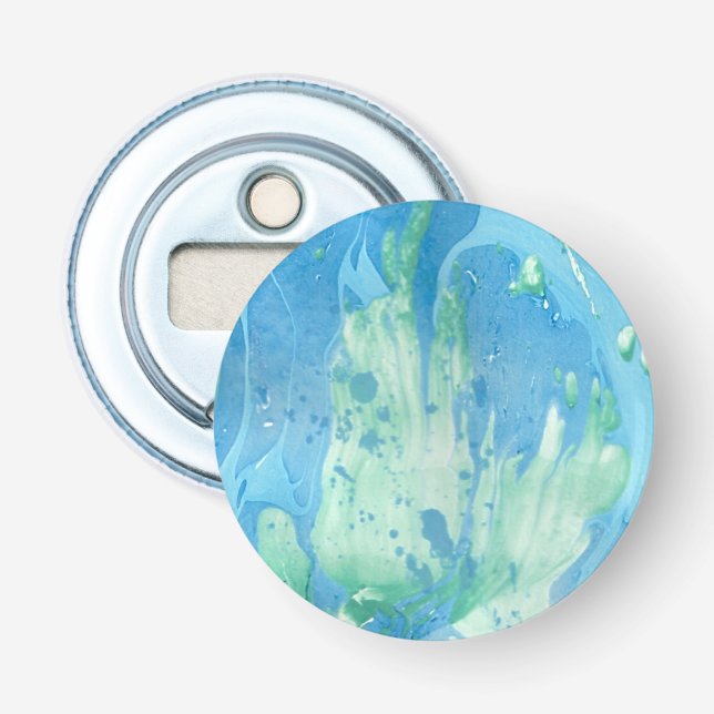 Abstrakte Vorlage Trendy Blue Green White Marmor Flaschenöffner (Vorderseite)