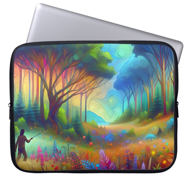 Abstrakte Waldlandschafts Grafik Laptopschutzhülle (Vorderseite)