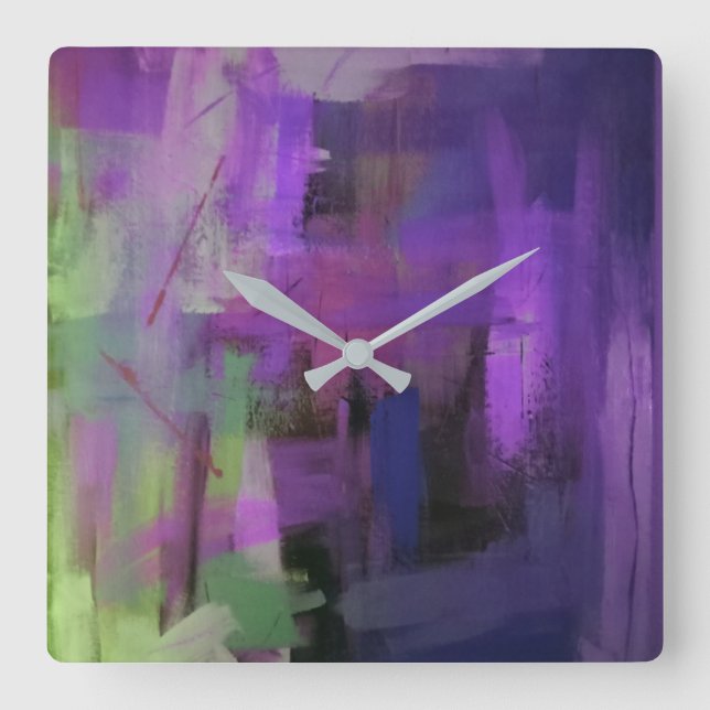 Abstrakte Wand-Uhr Quadratische Wanduhr (Vorderseite)