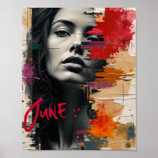 Abstrakte Wandkunst in gemischten Medien mit fett Poster