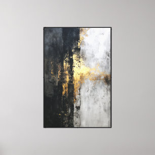 Abstrakte Wandkunst in Schwarz, Grau und Goldenen Leinwanddruck