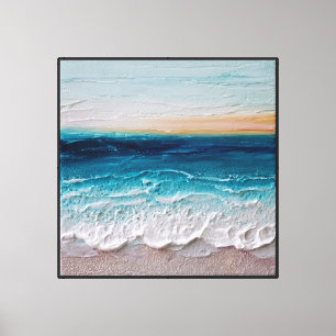 Abstrakte Wandkunst mit Meereswellen bei Sonnenauf Leinwanddruck