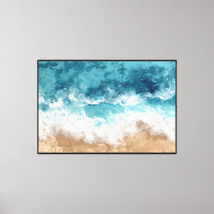 Abstrakte Wandkunst mit Ozeanstrandwellen Leinwanddruck