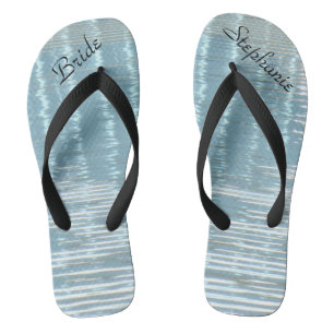 Abstrakte Wasserbräune Hochzeit maßgeschneiderte F Flip Flops