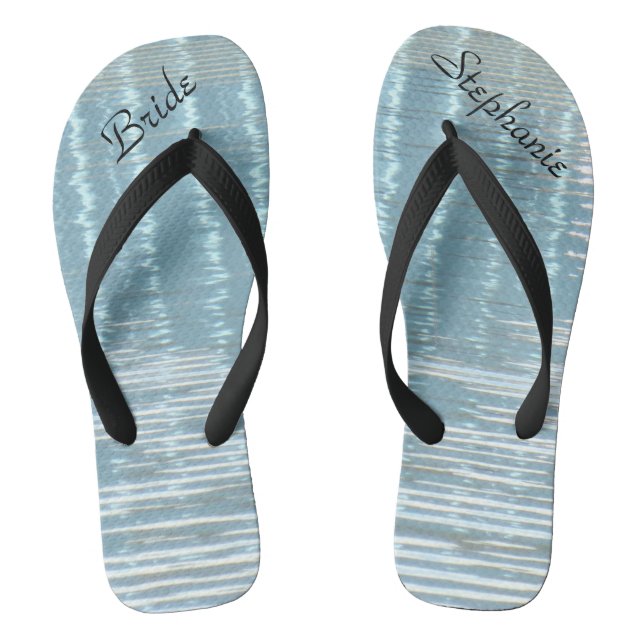 Abstrakte Wasserbräune Hochzeit maßgeschneiderte F Flip Flops (Fußbett)