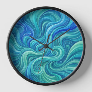 Abstrakte Wasserfall-Ozean-Blau-Verlaufs-Kunstuhre Uhr