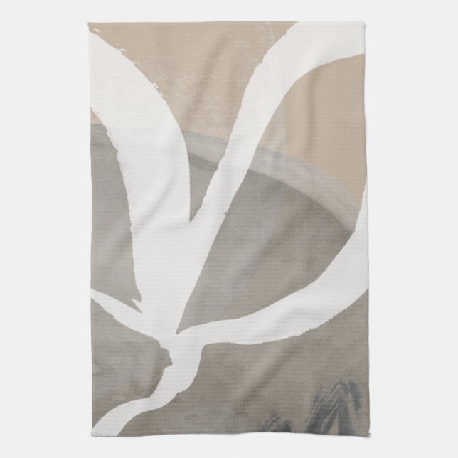 Abstrakte Wasserfarbe Beige Grau und Weiß Geschirrtuch (Vertikal)