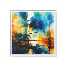 Abstrakte Wasserfarbe | Blau und Orange Modern