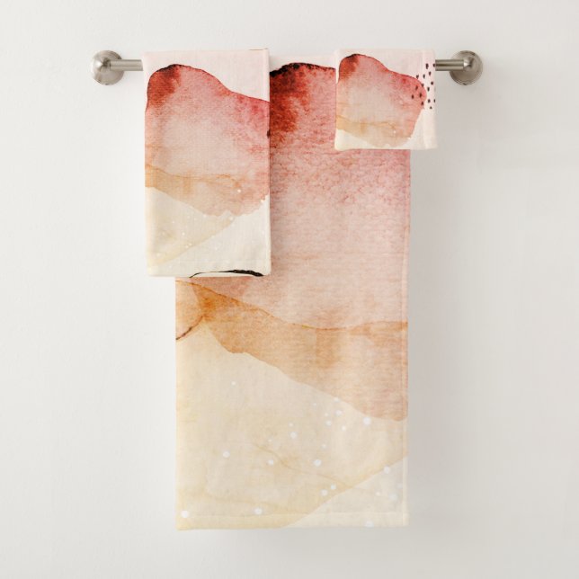 Abstrakte Wasserfarbe Boho Badhandtuch Set (Insitu)