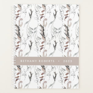 Abstrakte Wasserfarbe Botanische Taupe Gray 2023 Planer