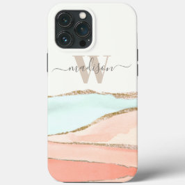 Abstrakte Wasserfarbe der Küsten mit Name und Mono Case-Mate iPhone Hülle