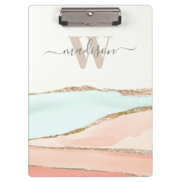 Abstrakte Wasserfarbe der Küsten mit Name und Mono Klemmbrett