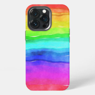 Abstrakte Wasserfarbe-gemalte Streifen Regenbogen iPhone 13 Pro Hülle