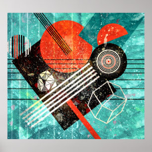 Abstrakte Wasserfarbe, geometrische farbige Formen Poster