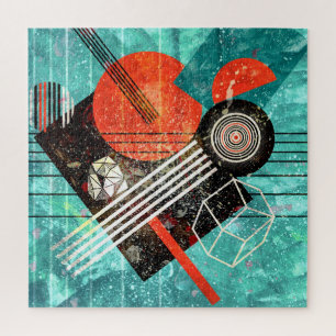 Abstrakte Wasserfarbe, geometrische farbige Formen Puzzle