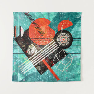 Abstrakte Wasserfarbe, geometrische farbige Formen Wandteppich