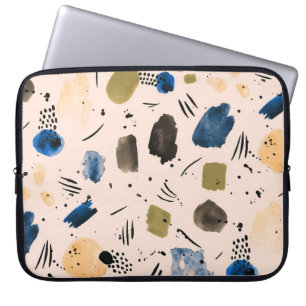 Abstrakte Wasserfarbe: Geometrisches Tintenmuster. Laptopschutzhülle