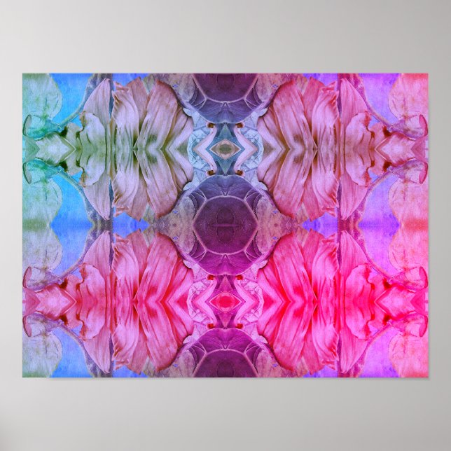 Abstrakte Wasserfarbe Girl Pink Floral Boho Muster Poster (Vorne)