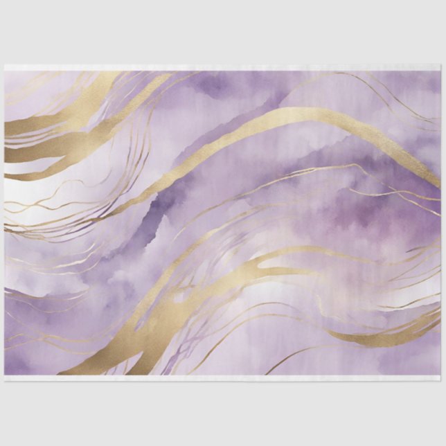 Abstrakte Wasserfarbe Lila, Lilac, Goldmarmor Seidenpapier (Vorderseite)