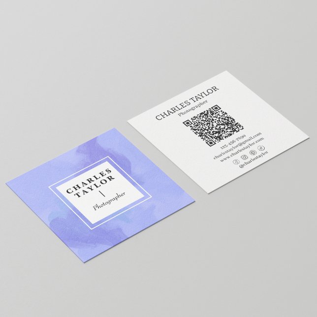 Abstrakte Wasserfarbe Lila Platz Quadratische Visitenkarte (Von Creator hochgeladen)