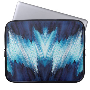 Abstrakte Wasserfarbe mit blauem Hub, Farbe mit ho Laptopschutzhülle