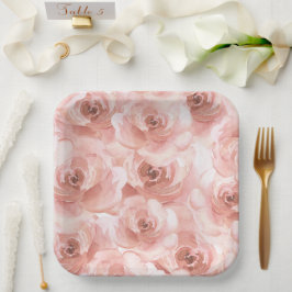 Abstrakte Wasserfarbe Rose Rodeln Hübsch Pappteller