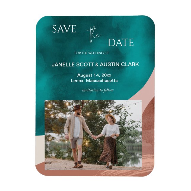 Abstrakte Wasserfarbe Save the Date Magnet (Vertikal)