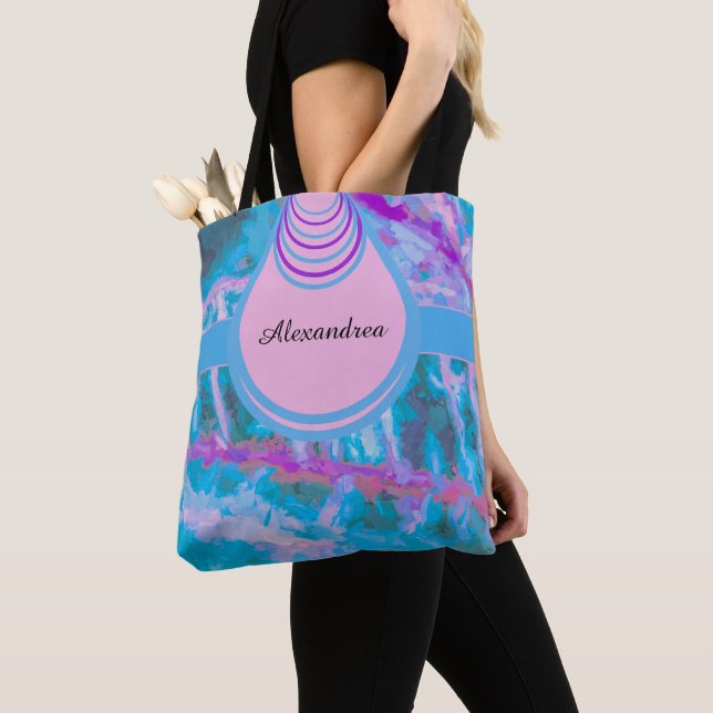 Abstrakte Wasserfarben in Blau Pink personalisiere (Von Nahem)